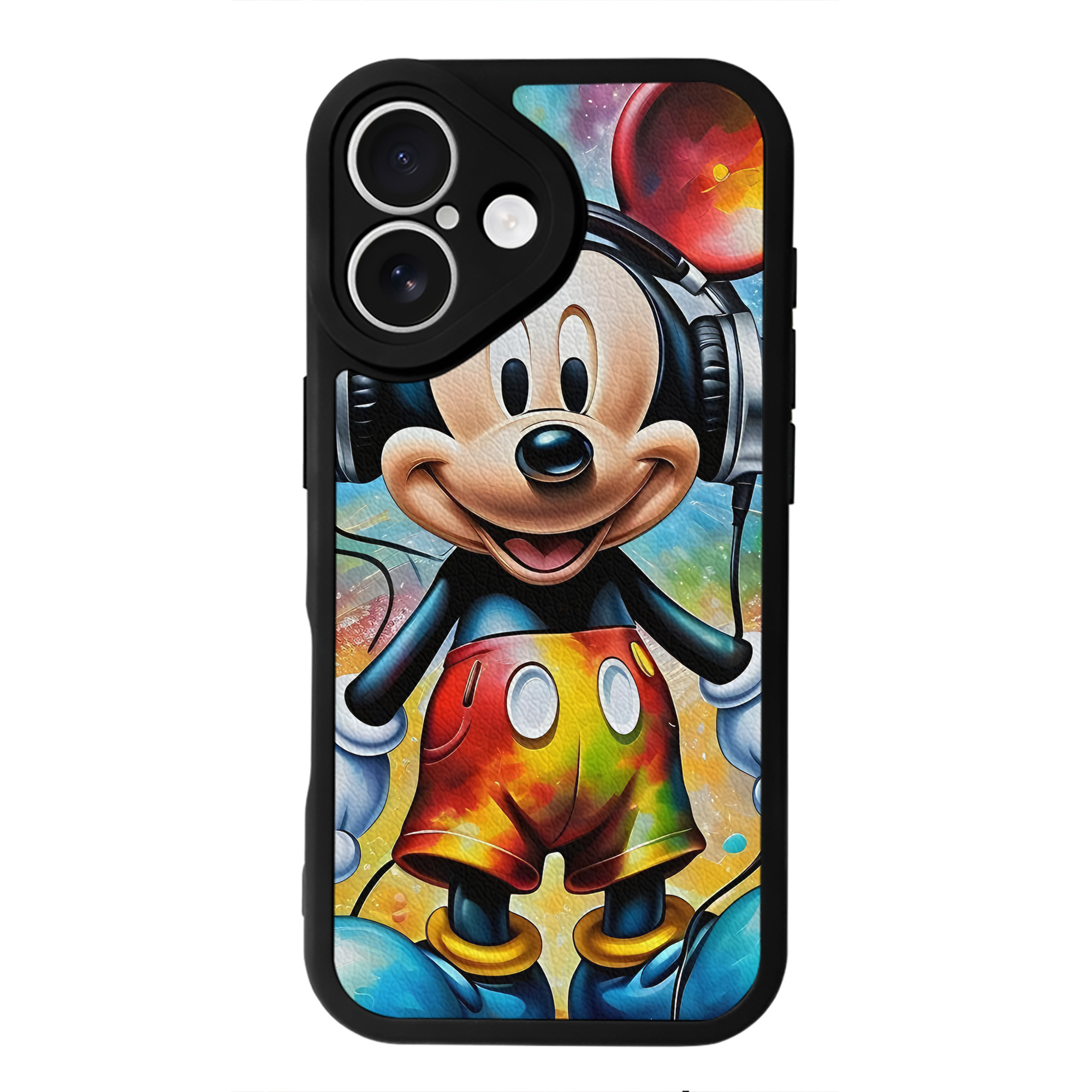 （画像用） ミッキーマウス Mickey Mouse 【iPhone 16シリーズ対応】シリコンスマホケース（レザー調） 材質：シリコン